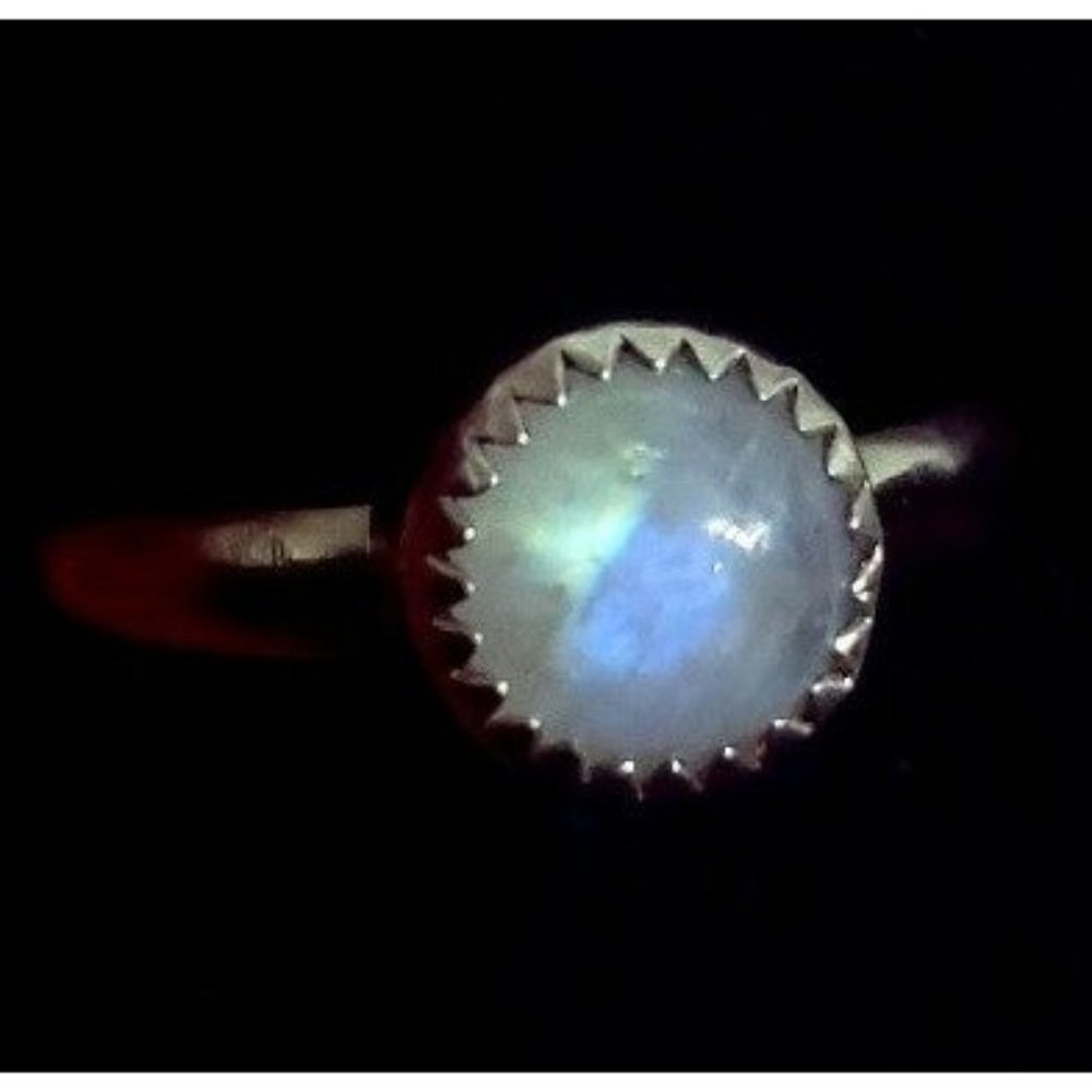 Moonstone crystal ring minimal sterling silver ring size 6.5